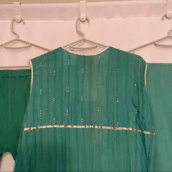 Teal Salwar Kameez Indian 3-Piece Set – Punjabi/Pakistani Style - Picture 6 of 8